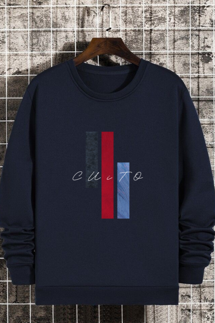 CUiTO™ Navy Blue Sweat shirt Cotton 320 GSM Printed Cuito Design