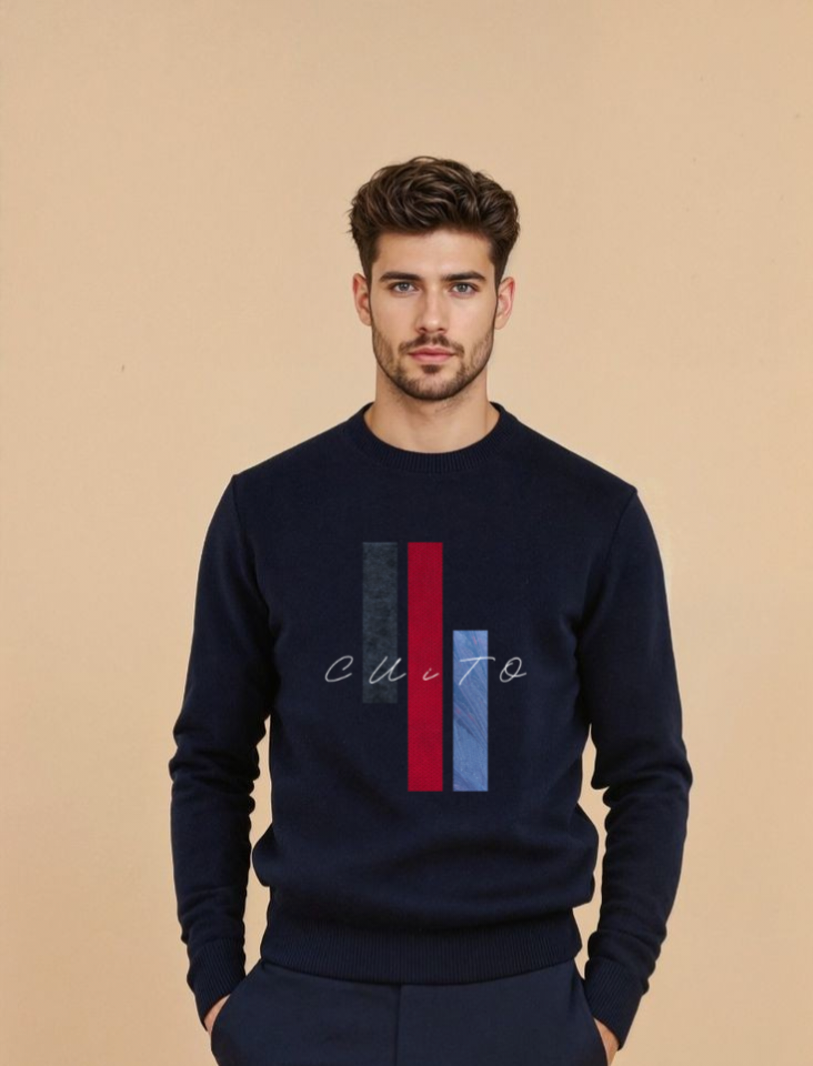 CUiTO™ Navy Blue Sweat shirt Cotton 320 GSM Printed Cuito Design