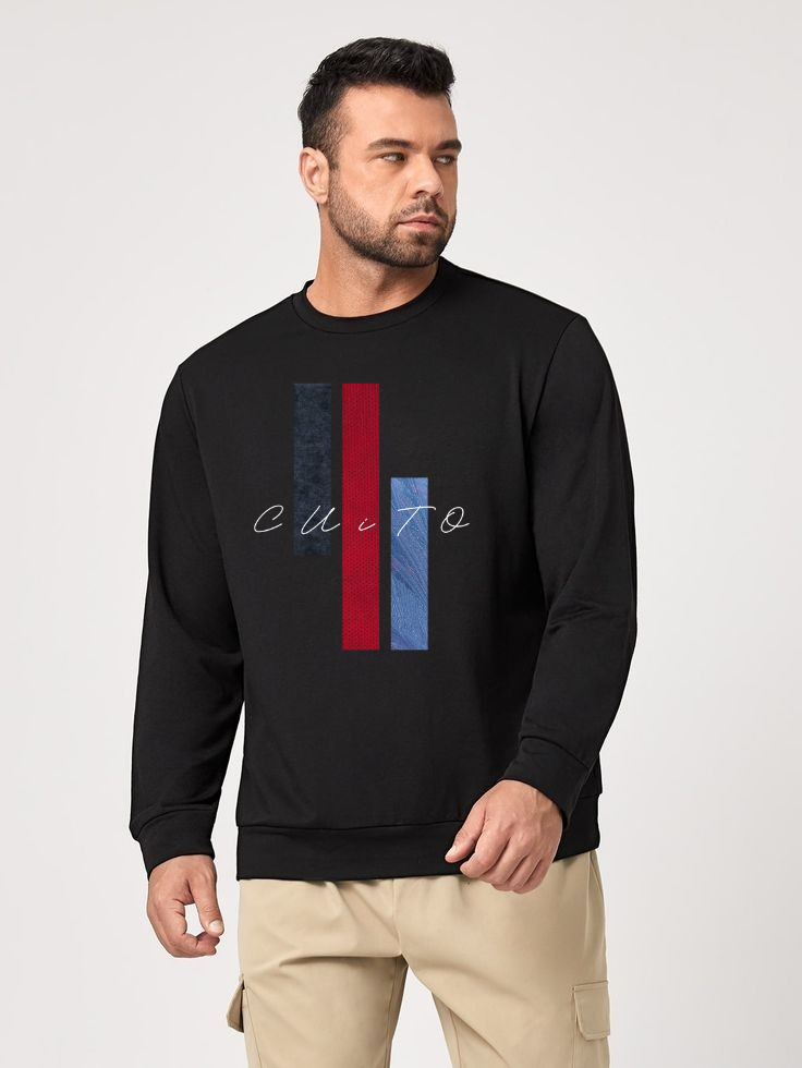 CUiTO™ Cotton Black Plain Sweat Shirt 320 GSM