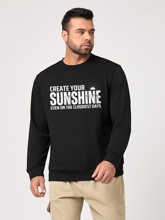 CUiTO™ Black Sweat Shirt 320 GSM Printed Sunshine Design