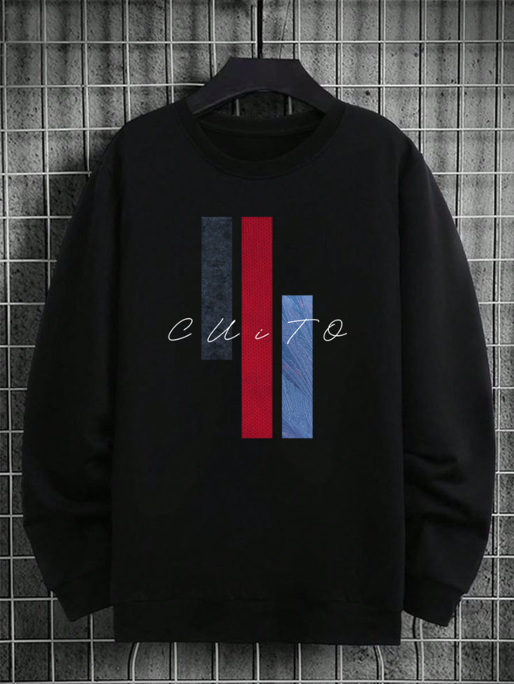 CUiTO™ Cotton Black Plain Sweat Shirt 320 GSM